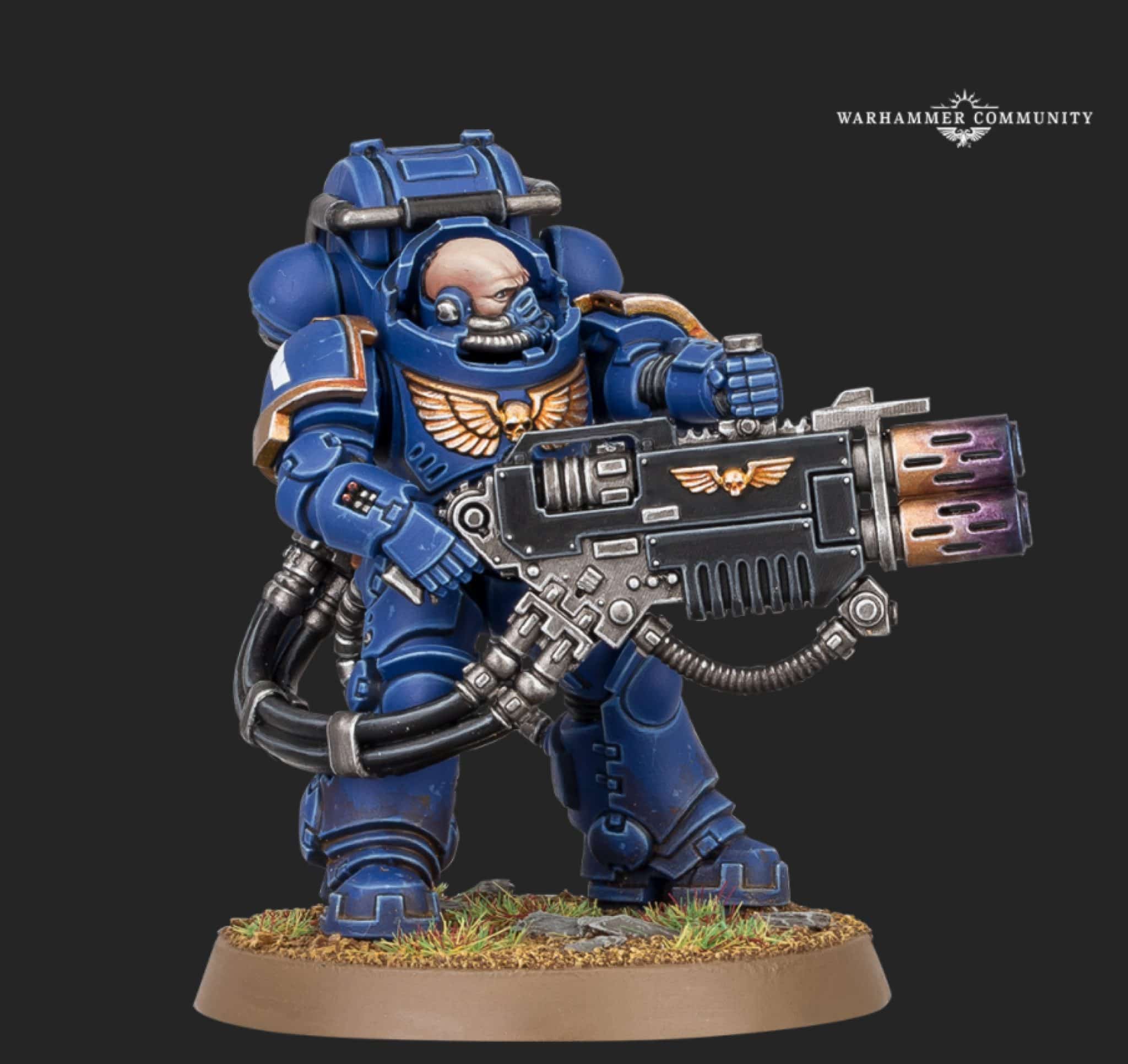 Capitaine Space Marine Ultramarines Armure Gravis Warhammer 40k Peint